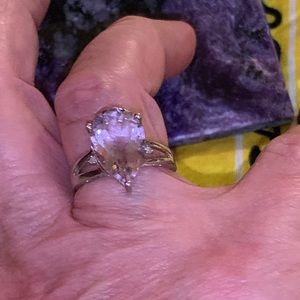 Lavender tourmaline teardrop ring